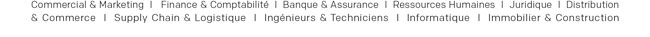 Commercial & Marketing  I   Finance & Comptabilit  I  Banque & Assurance  I  Ressources Humaines  I  Juridique  I  Distribution
& Commerce  I  Supply Chain & Logistique  I  Ingnieurs & Techniciens  I  Informatique  I  Immobilier & Construction