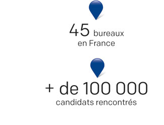 45 bureaux en France - +100 000 candidats rencontrs
